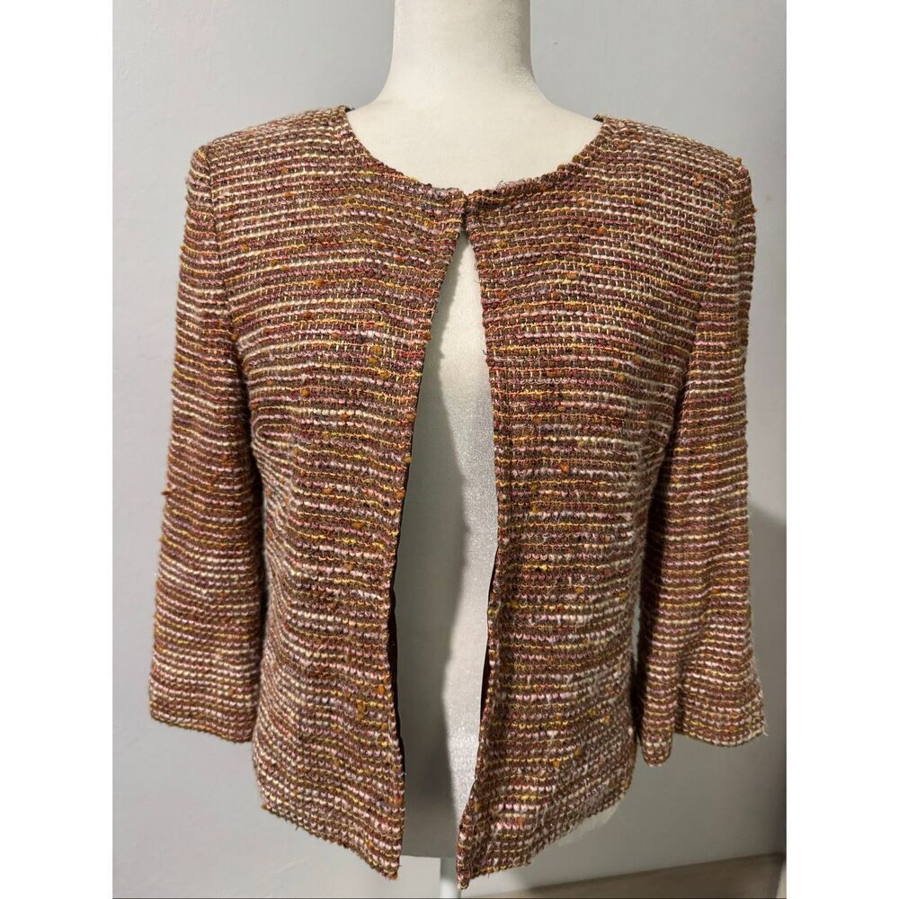 St. John knit multi color textured clasp closure front size 6